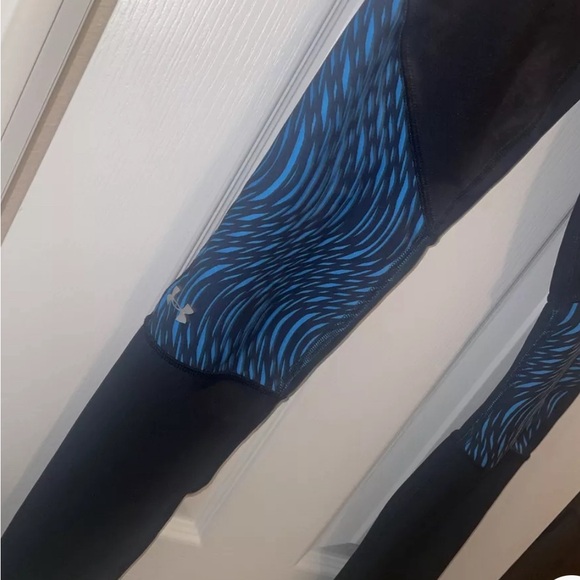 Under Armour Leggings Heat Gear Size Small Blue And Black - Picture 3 of 8
